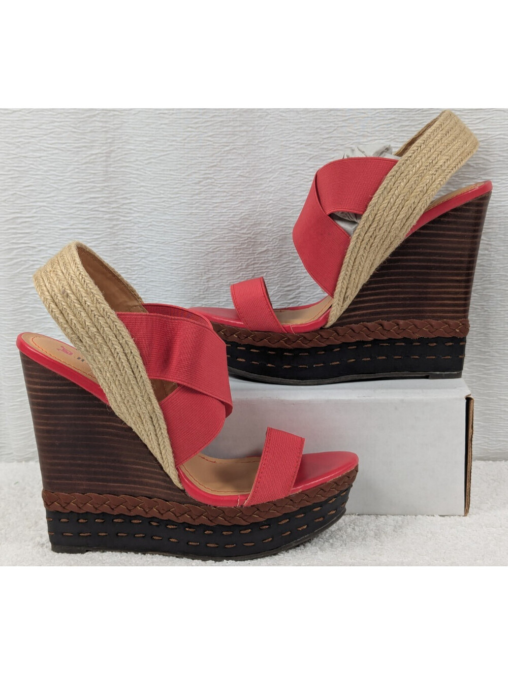 Justfab Wedges Sonoma Wedge Open Toe Sandal - Size US 9